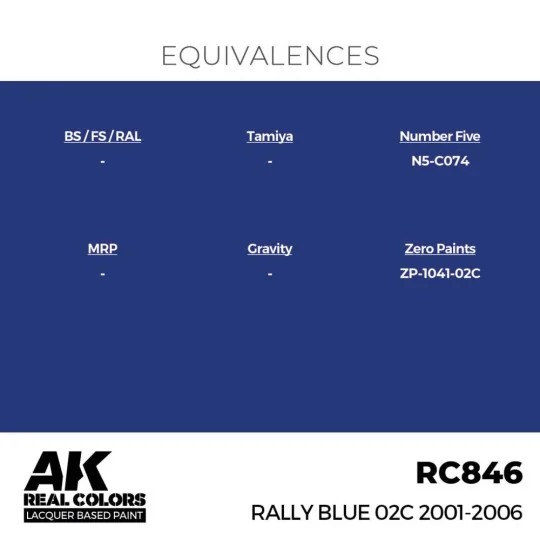 Real Colors: Rally Blue 02C 2001-2006 17ml. - AK Interactive RC846 Real Colors: Rally Blue 02C 2001-2006 17ml. - AK Interactive RC846