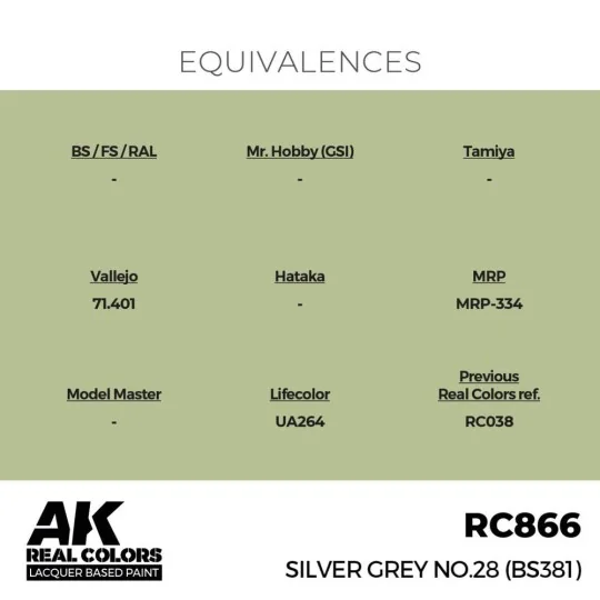 Real Colors: Silver Grey No.28 (BS381) 17 ml. - AK Interactive RC866