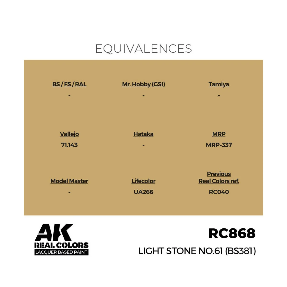 Real Colors: Light Stone No.61 (BS381) 17 ml. - AK Interactive RC868