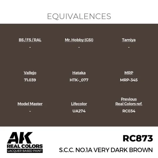 Real Colors: S.C.C. No.1A Very Dark Brown 17 ml. - AK Interactive R...