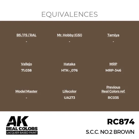 Real Colors: S.C.C. No.2 Brown 17 ml. - AK Interactive RC874 Real Colors: S.C.C. No.2 Brown 17 ml. - AK Interactive RC874