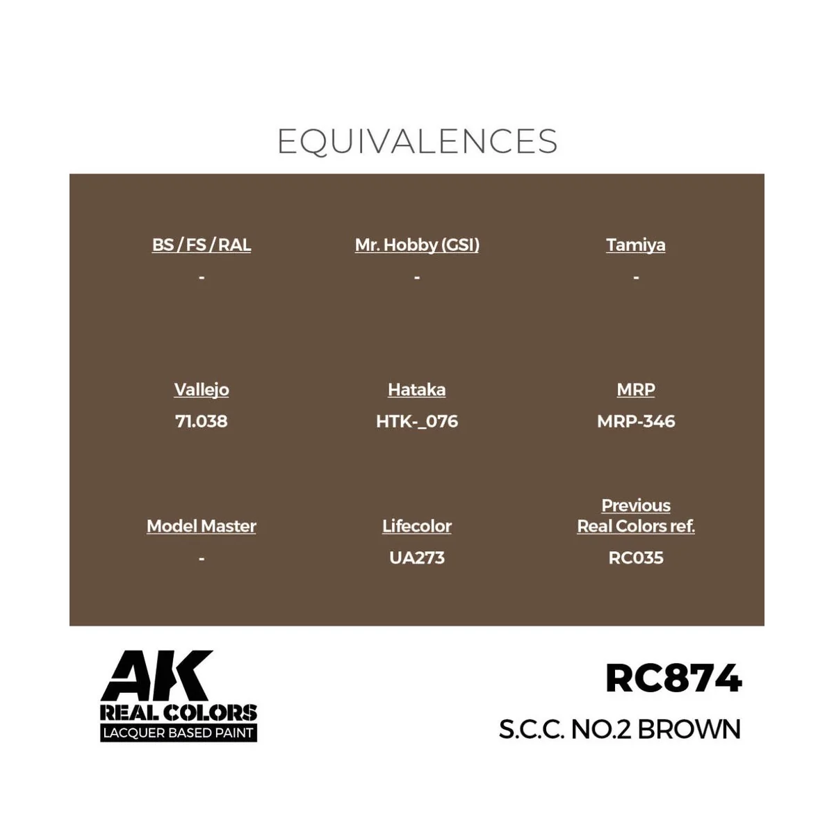 Real Colors: S.C.C. No.2 Brown 17 ml. - AK Interactive RC874