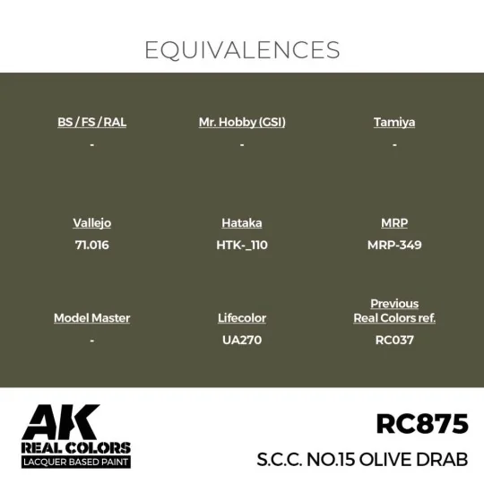 Real Colors: S.C.C. No.15 Olive Drab 17 ml. - AK Interactive RC875
