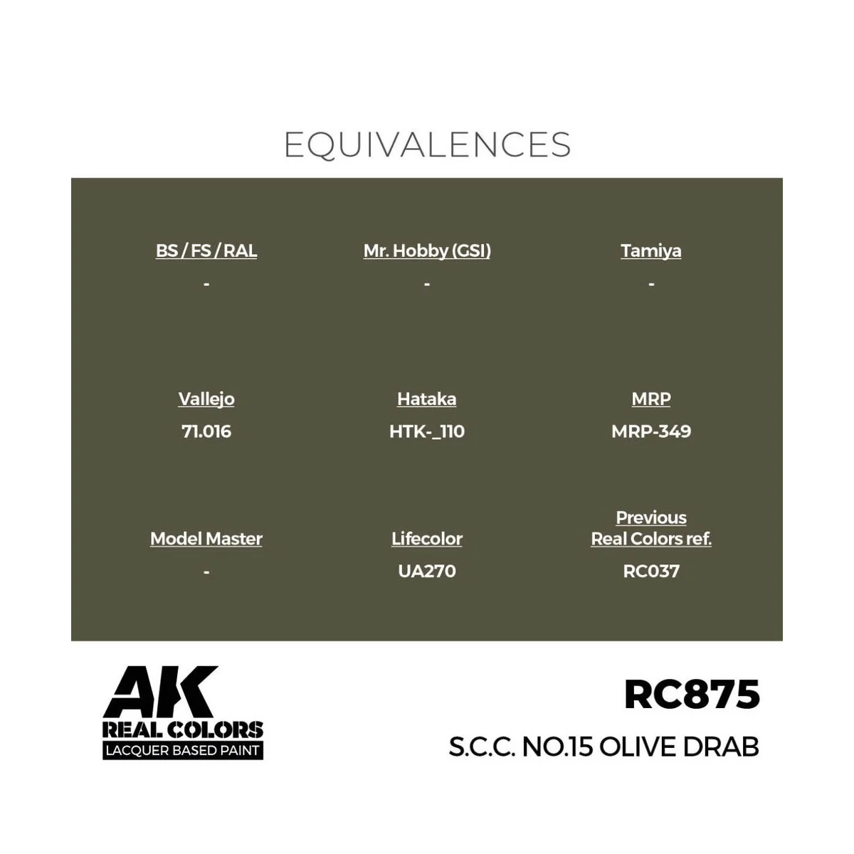 Real Colors: S.C.C. No.15 Olive Drab 17 ml. - AK Interactive RC875