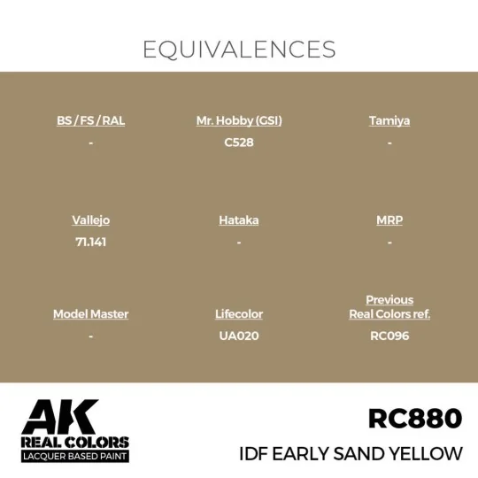 Real Colors: IDF Early Sand Yellow 17 ml. - AK Interactive RC880 Real Colors: IDF Early Sand Yellow 17 ml. - AK Interactive RC880