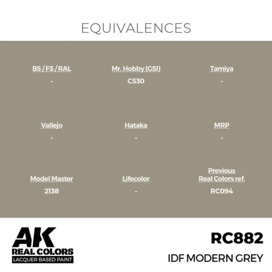 Real Colors: IDF Modern Grey 17 ml. - AK Interactive RC882 Real Colors: IDF Modern Grey 17 ml. - AK Interactive RC882