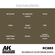 Real Colors: No.9/No.22 Olive Drab (WWII) 17 ml. - AK Interactive R...