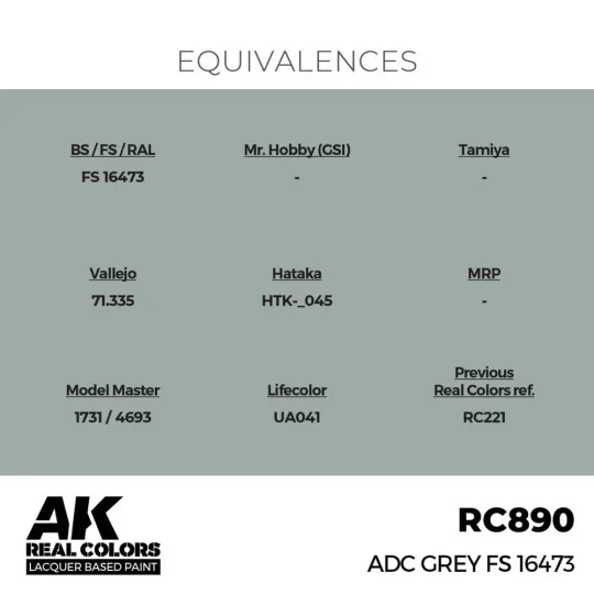 Real Colors: ADC Grey FS 16473 17 ml. - AK Interactive RC890