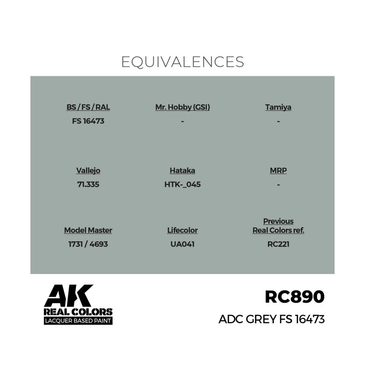 Real Colors: ADC Grey FS 16473 17 ml. - AK Interactive RC890