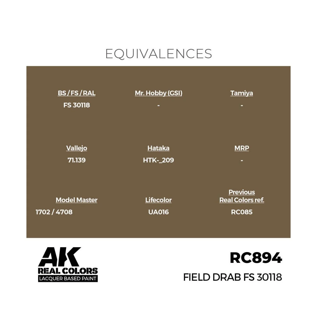 Real Colors: Field Drab FS 30118 17 ml. - AK Interactive RC894
