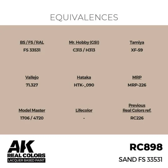 Real Colors: Sand FS 33531 17 ml. - AK Interactive RC898