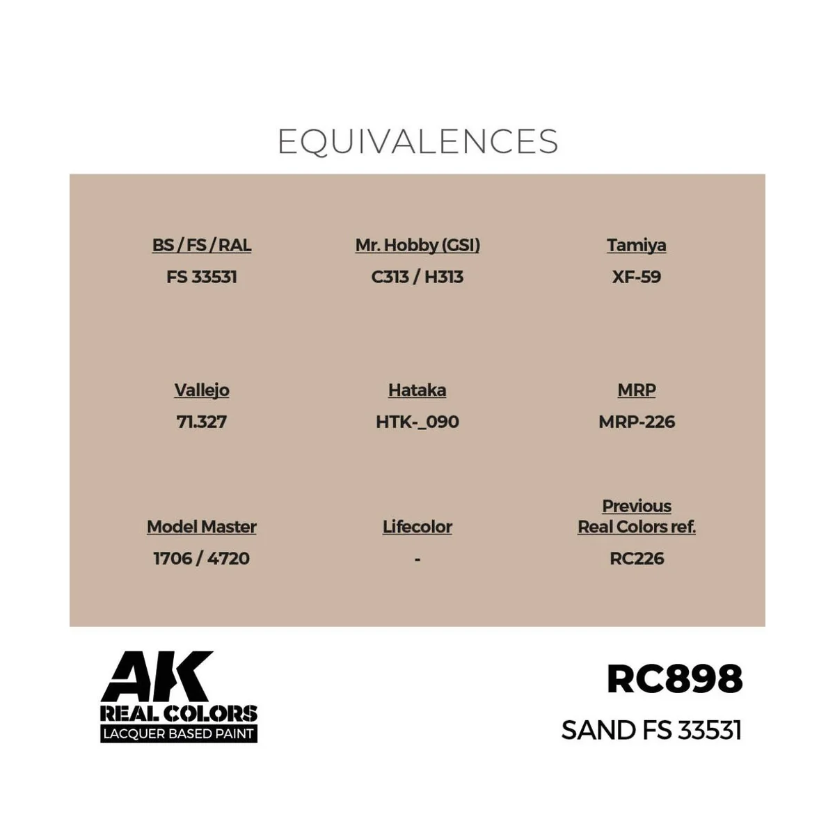 Real Colors: Sand FS 33531 17 ml. - AK Interactive RC898