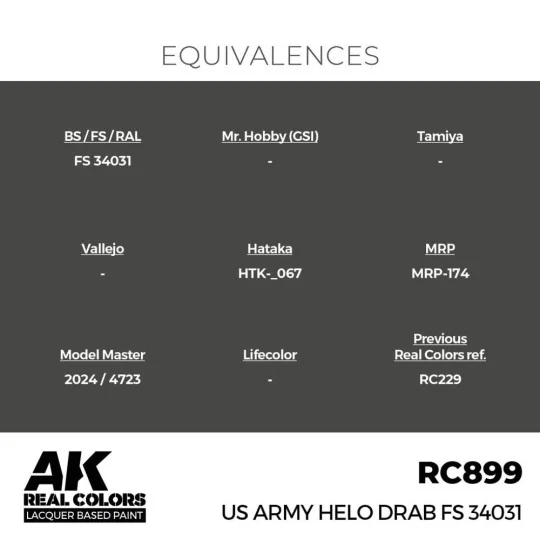 Real Colors: US Army Helo Drab FS 34031 17 ml. - AK Interactive RC899