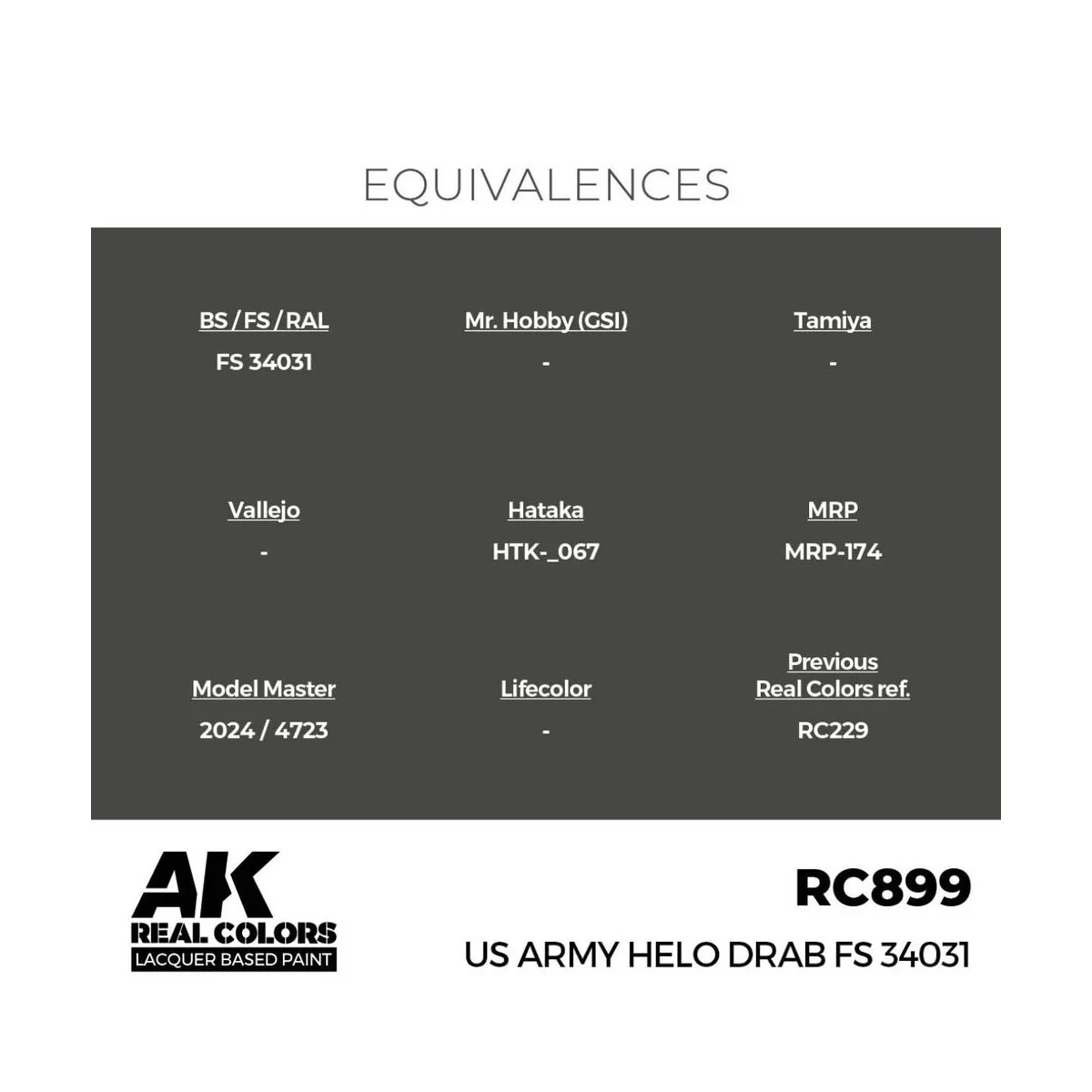 Real Colors: US Army Helo Drab FS 34031 17 ml. - AK Interactive RC899