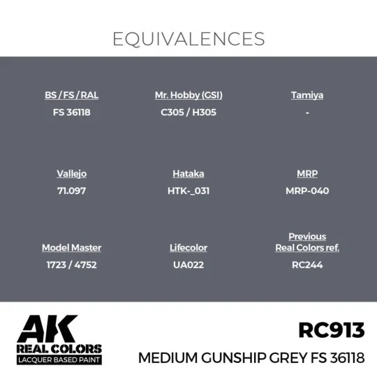 Real Colors: Medium Gunship Grey FS 36118 17 ml. - AK Interactive R...