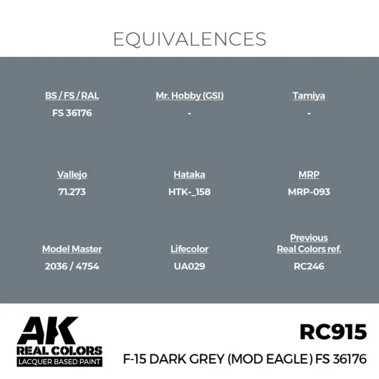 Real Colors: F-15 Dark Grey (MOD EAGLE) FS 36176 17 ml. - AK Intera...