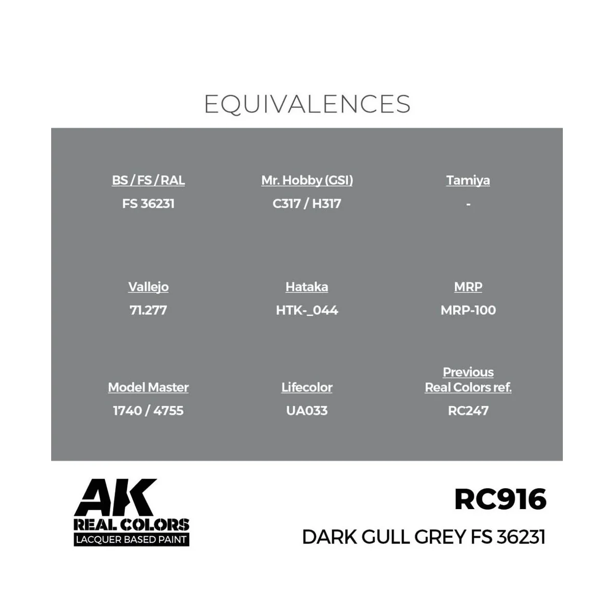 Real Colors: Dark Gull Grey FS 36231 17 ml. - AK Interactive RC916