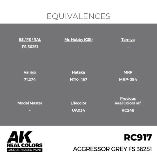 Real Colors: Aggressor Grey FS 36251 17 ml. - AK Interactive RC917 Real Colors: Aggressor Grey FS 36251 17 ml. - AK Interactive RC917