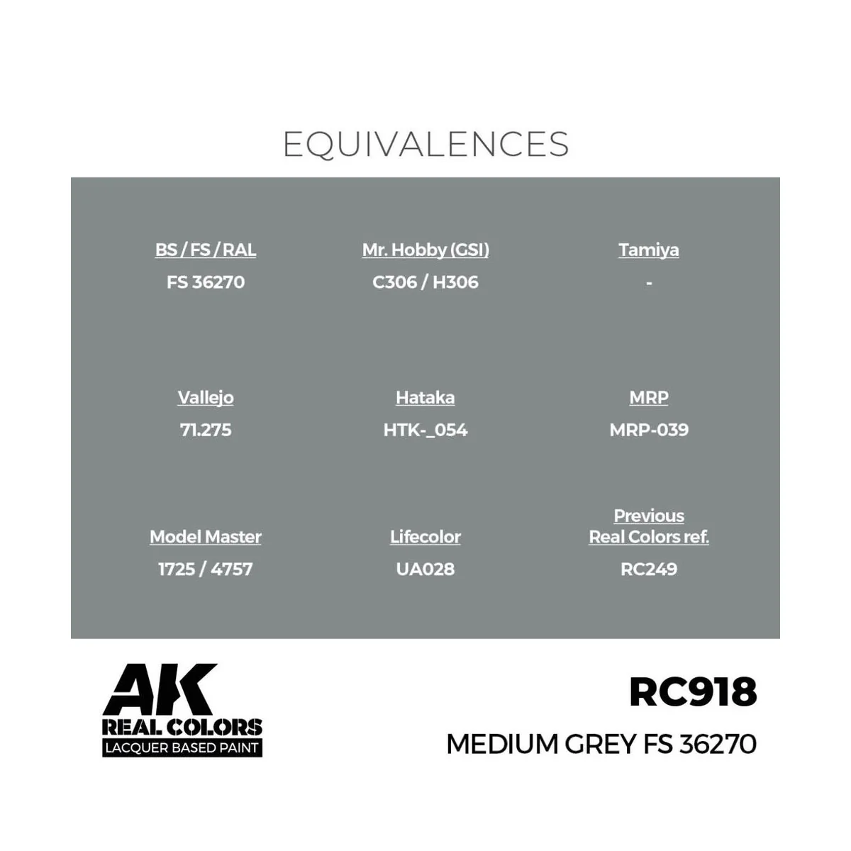 Real Colors: Medium Grey FS 36270 17 ml. - AK Interactive RC918