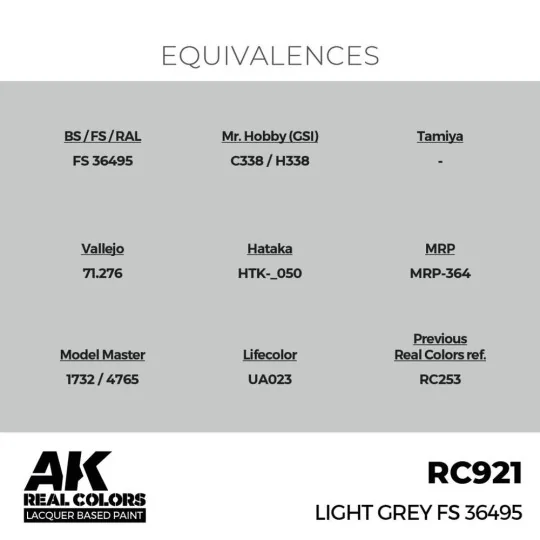 Real Colors: Light Grey FS 36495 17 ml. - AK Interactive RC921