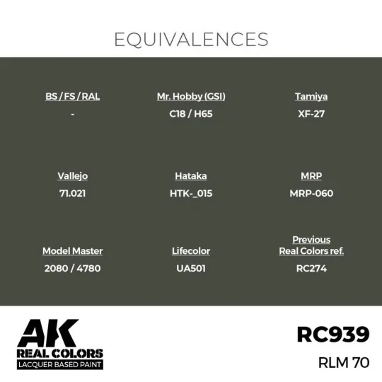 Real Colors: RLM 70 17 ml. - AK Interactive RC939