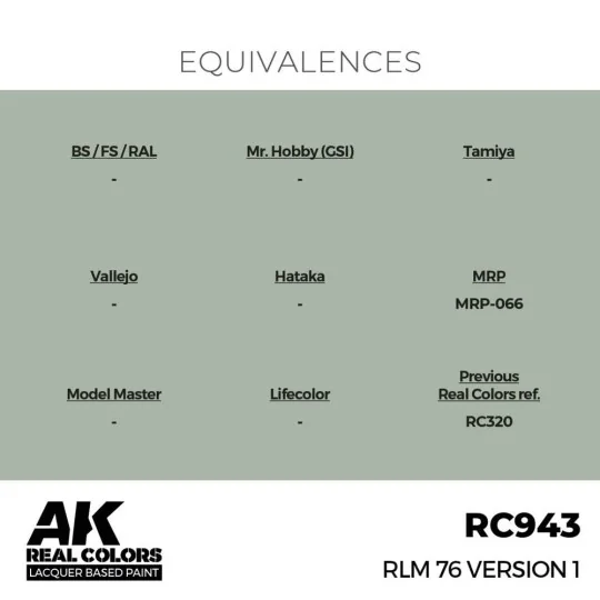 Real Colors: RLM 76 Version 1 17 ml. - AK Interactive RC943