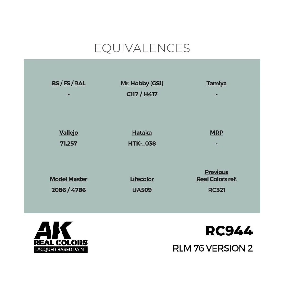 Real Colors: RLM 76 Version 2 17 ml. - AK Interactive RC944