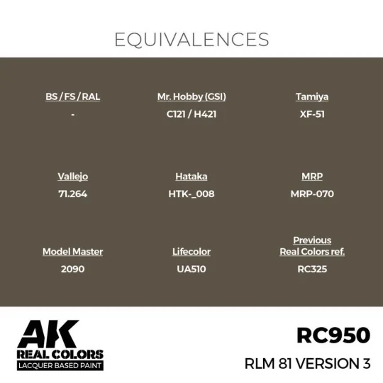 Real Colors: RLM 81 Version 3 17 ml. - AK Interactive RC950