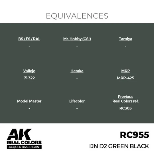 Real Colors: IJN D2 Green Black 17 ml. - AK Interactive RC955 Real Colors: IJN D2 Green Black 17 ml. - AK Interactive RC955
