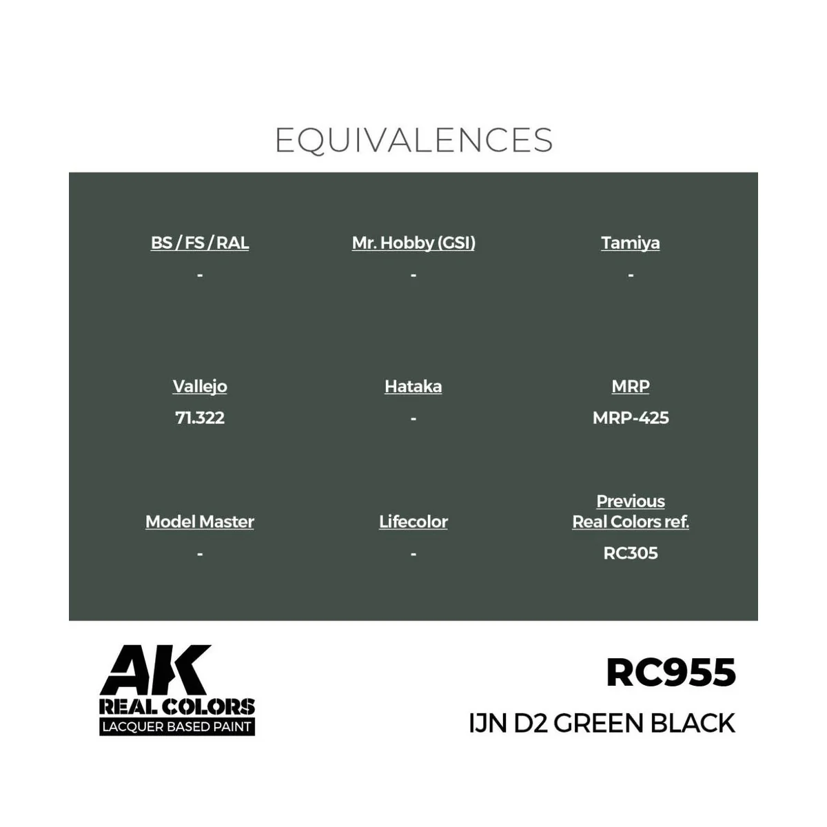Real Colors: IJN D2 Green Black 17 ml. - AK Interactive RC955 Real Colors: IJN D2 Green Black 17 ml. - AK Interactive RC955