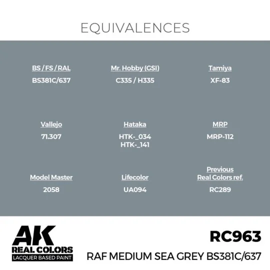 Real Colors: RAF Medium Sea Grey BS381C/637 17 ml. - AK Interactive...
