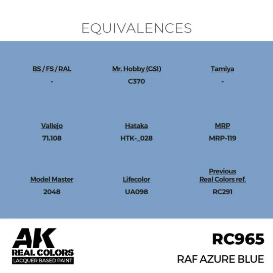 Real Colors: RAF Azure Blue 17 ml. - AK Interactive RC965 Real Colors: RAF Azure Blue 17 ml. - AK Interactive RC965