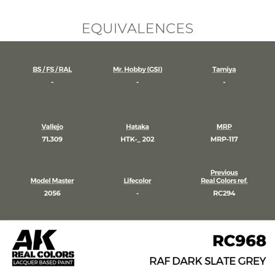 Real Colors: RAF Dark Slate Grey 17 ml. - AK Interactive RC968