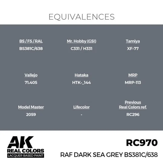 Real Colors: RAF Dark Sea Grey BS381C/638 17 ml. - AK Interactive R...