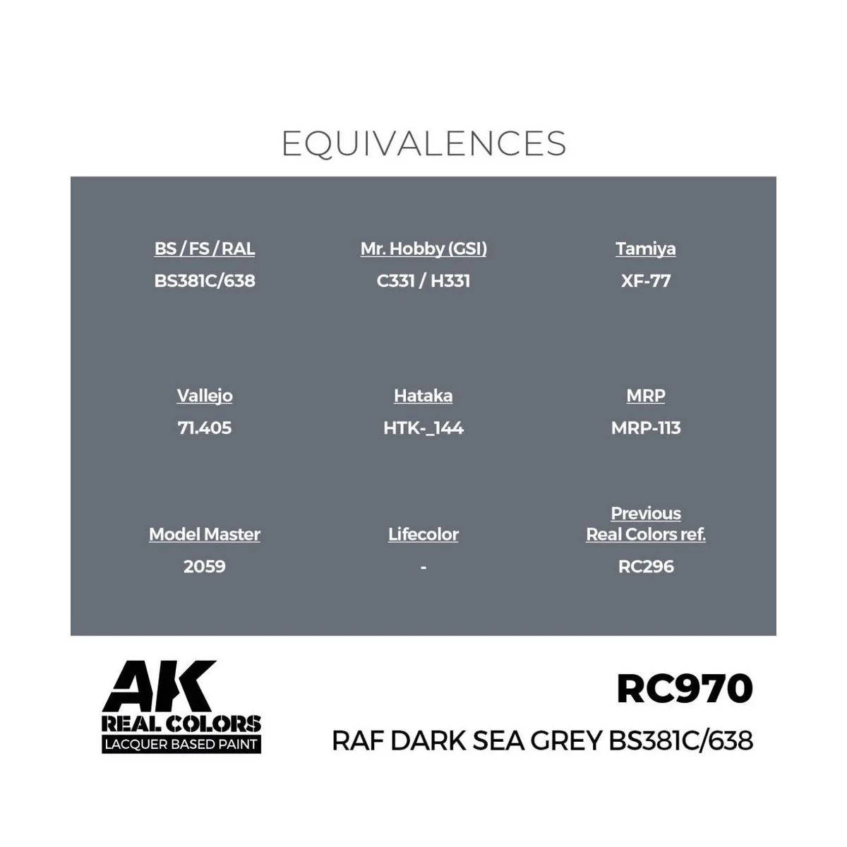 Real Colors: RAF Dark Sea Grey BS381C/638 17 ml. - AK Interactive R...