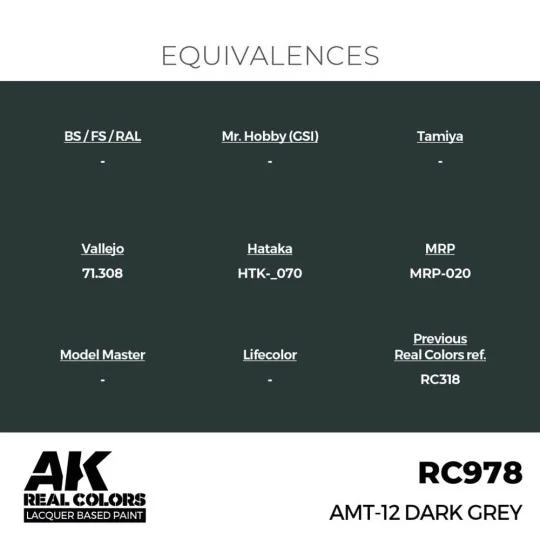 Real Colors: AMT-12 Dark Grey 17 ml. - AK Interactive RC978