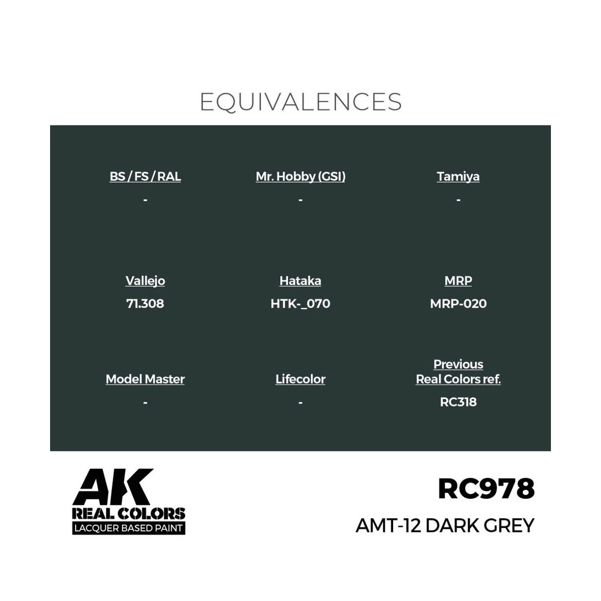 Real Colors: AMT-12 Dark Grey 17 ml. - AK Interactive RC978