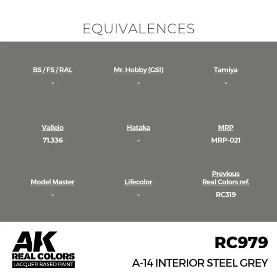 Real Colors: A-14 Interior Steel Grey 17 ml. - AK Interactive RC979