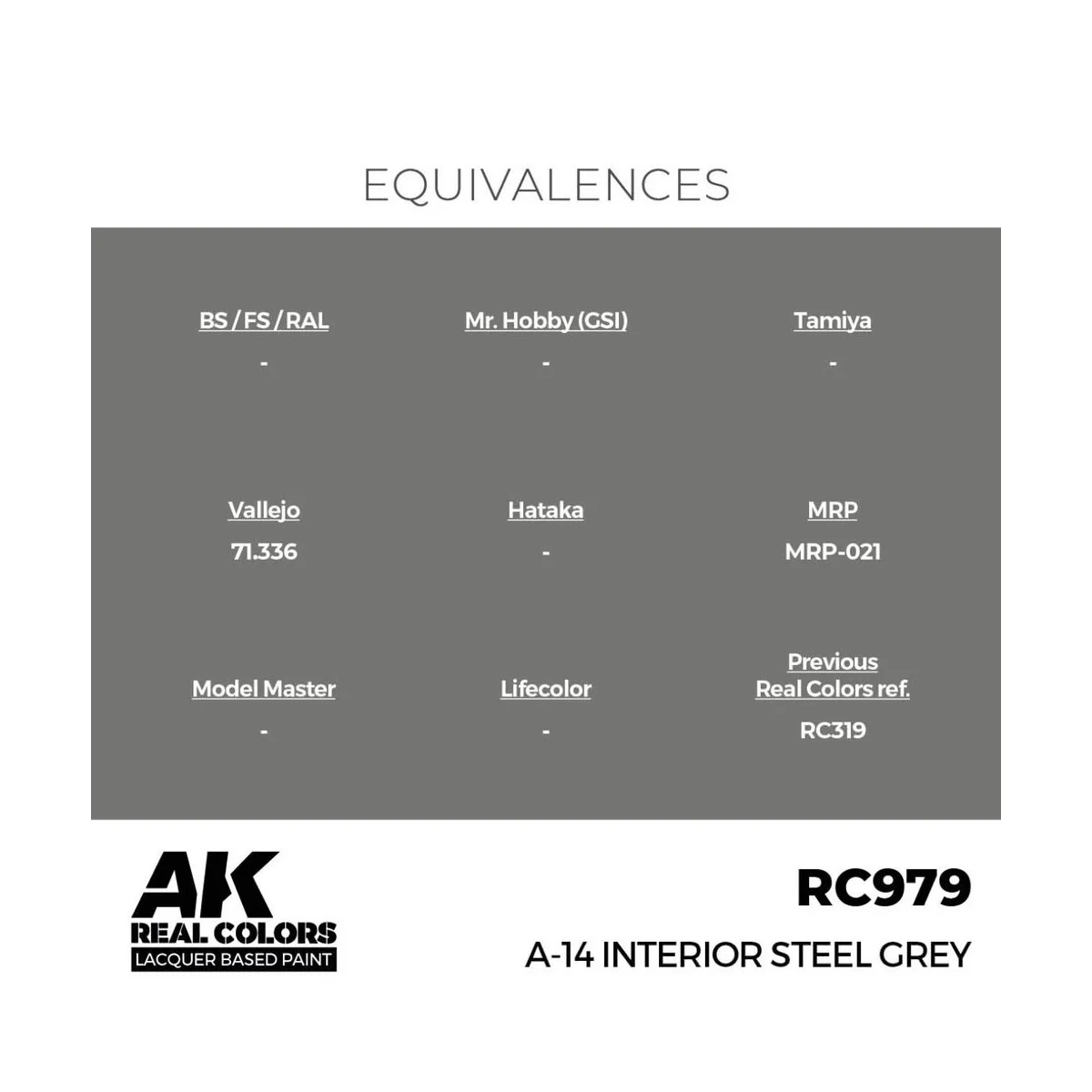 Real Colors: A-14 Interior Steel Grey 17 ml. - AK Interactive RC979