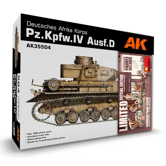 PZ.KPFW.IV AUSF.D AFRIKA KORPS +5 FIGURES GERMAN TANK CREW AFRIKA K... PZ.KPFW.IV AUSF.D AFRIKA KORPS +5 FIGURES GERMAN TANK CREW AFRIKA K...