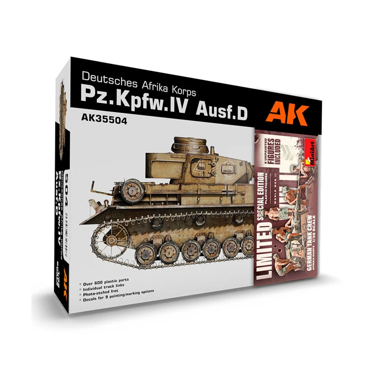 PZ.KPFW.IV AUSF.D AFRIKA KORPS +5 FIGURES GERMAN TANK CREW AFRIKA K...