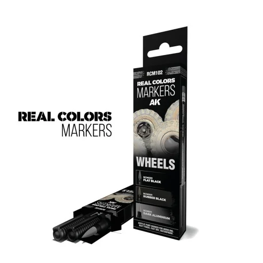 WHEELS - SET 3 REAL COLORS MARKERS - AK Interactive RCM102