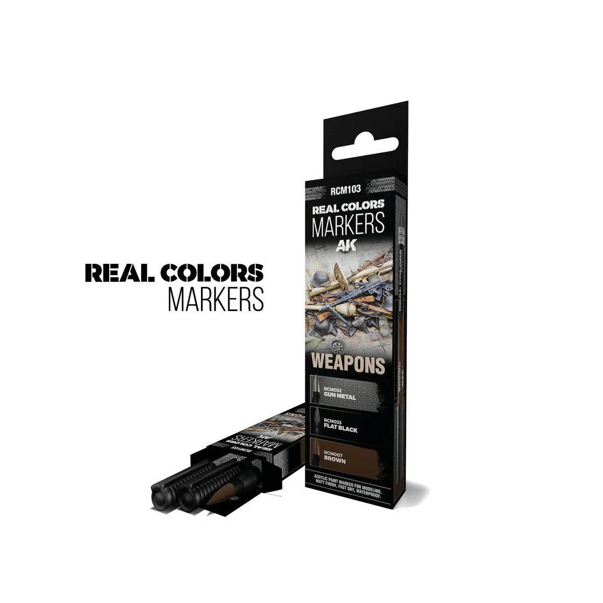 WEAPONS - SET 3 REAL COLORS MARKERS - AK Interactive RCM103 WEAPONS - SET 3 REAL COLORS MARKERS - AK Interactive RCM103
