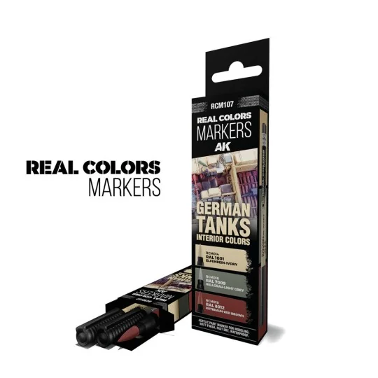 GERMAN TANKS INTERIOR COLORS - SET 3 REAL COLORS MARKERS - AK Inter...