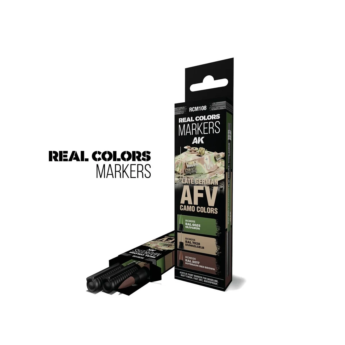 LATE GERMAN AFV CAMO COLORS - SET 3 REAL COLORS MARKERS - AK Intera...
