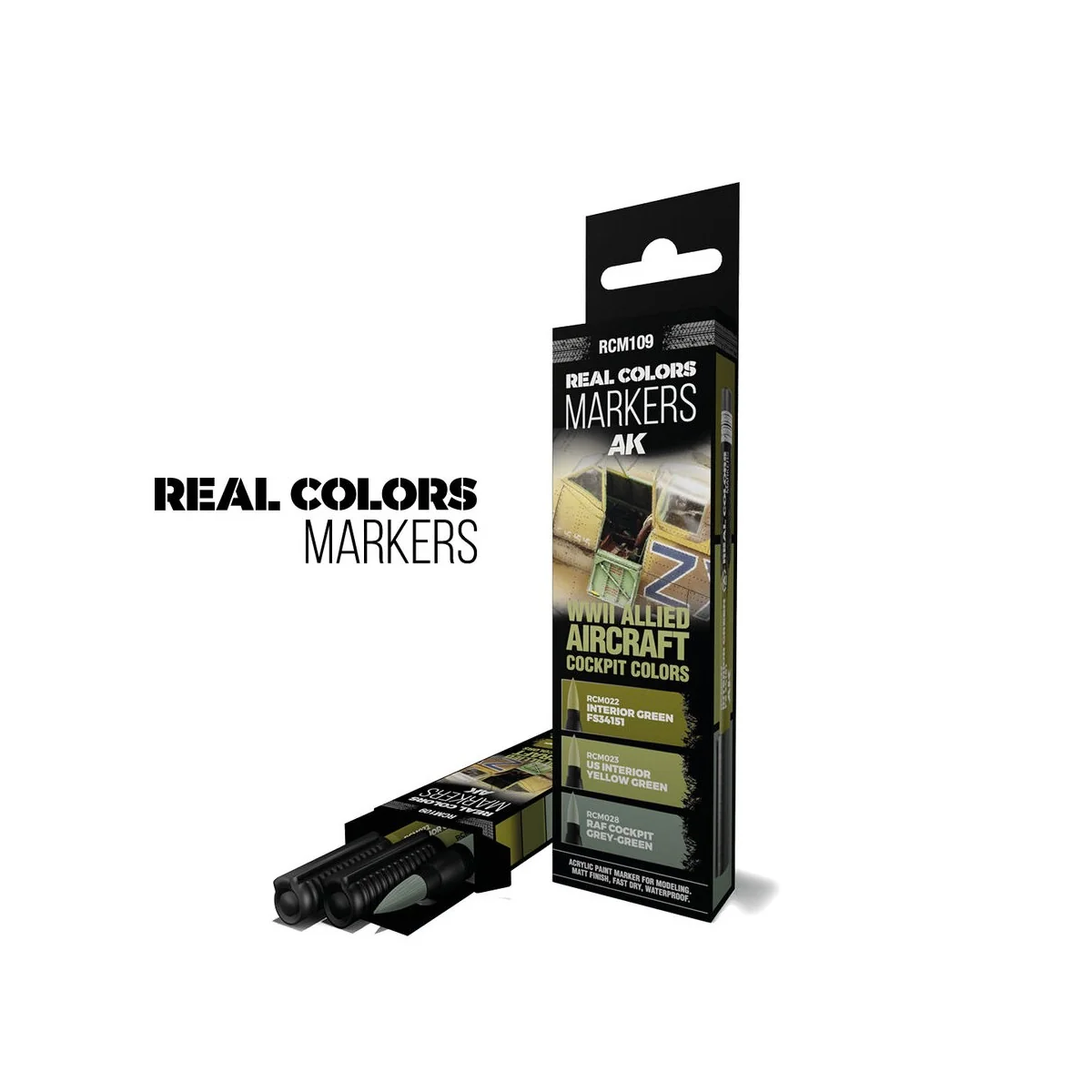 WWII ALLIED AIRCRAFT COCKPIT COLORS - SET 3 REAL COLORS MARKERS - A...