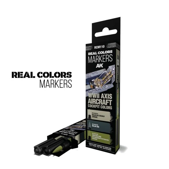 WWII AXIS AIRCRAFT COCKPIT COLORS - SET 3 REAL COLORS MARKERS - AK ...
