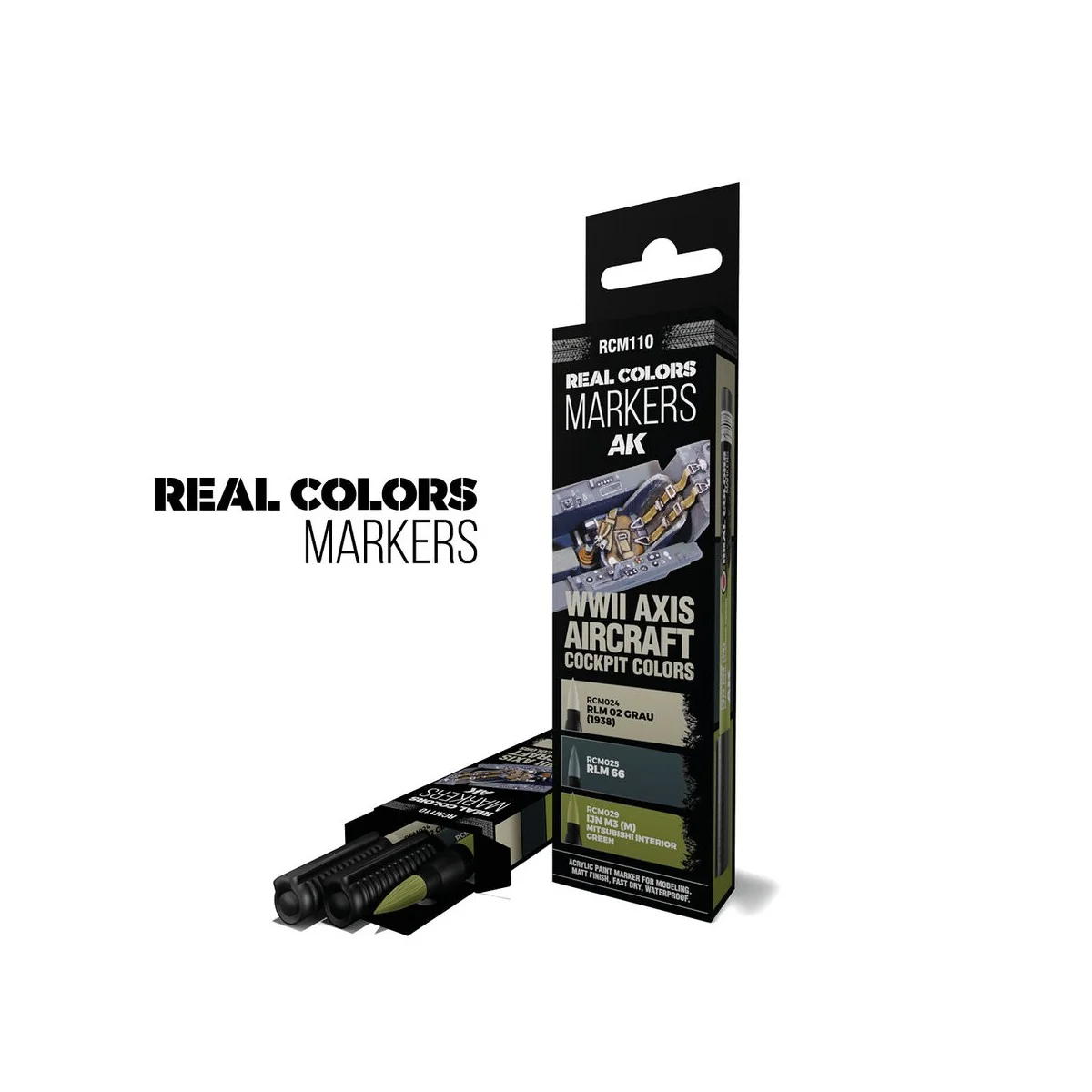 WWII AXIS AIRCRAFT COCKPIT COLORS - SET 3 REAL COLORS MARKERS - AK ...