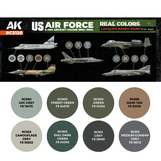 US Air Force & ANG Aircraft Colors 1960s-1980s SET - AK Interactive... US Air Force & ANG Aircraft Colors 1960s-1980s SET - AK Interactive...