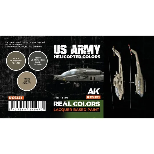 US Army Helicopter Colors SET - AK Interactive RCS121 US Army Helicopter Colors SET - AK Interactive RCS121
